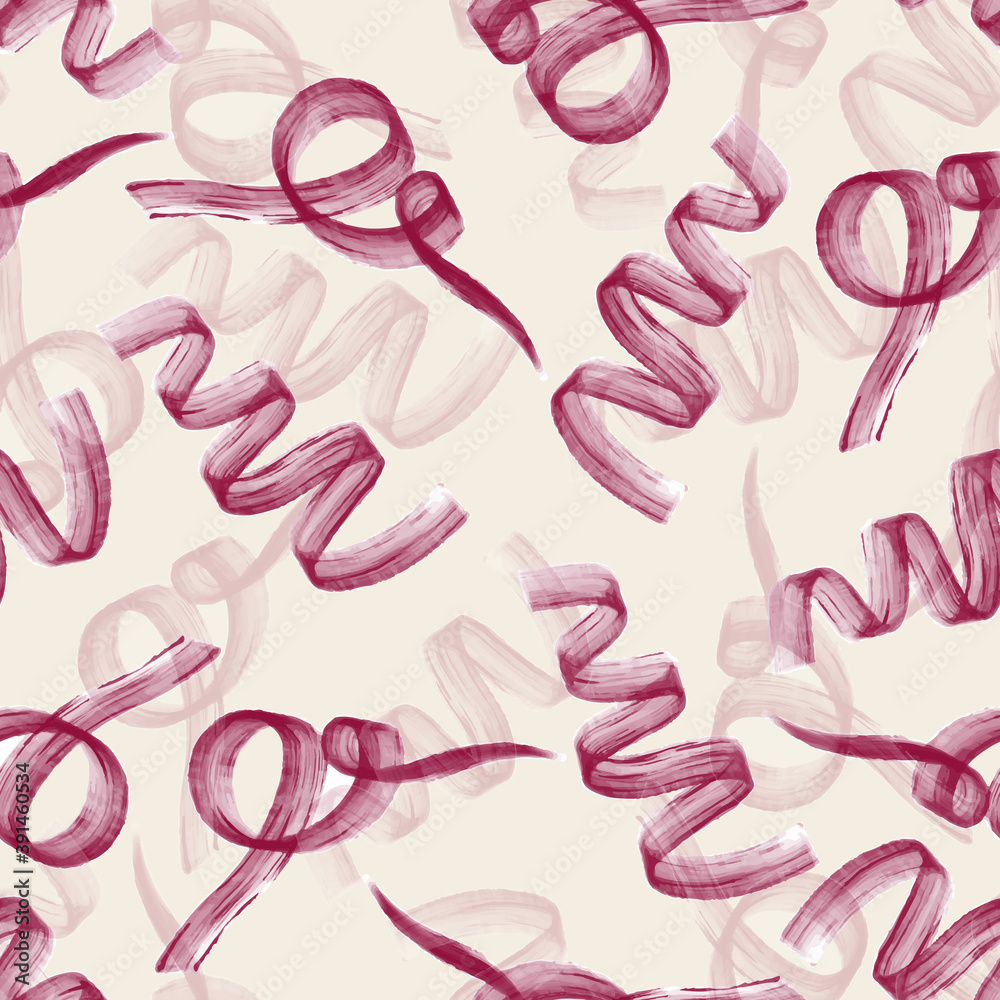 seamless red ribbon from brush pattern background