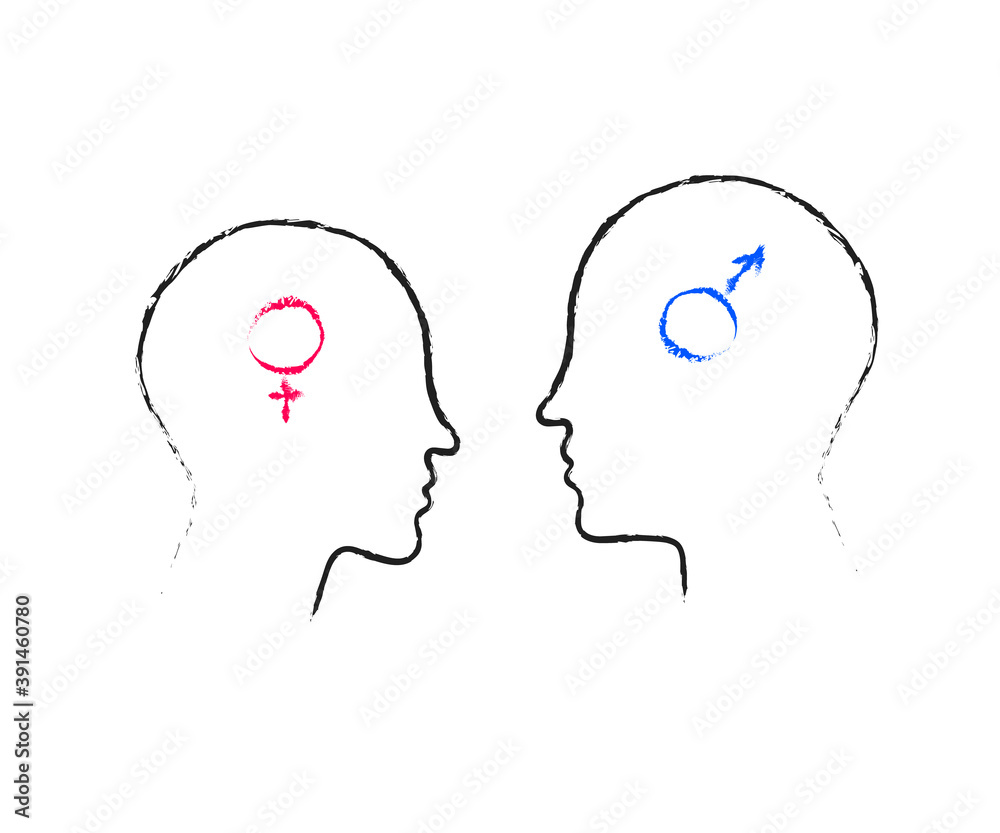 Man and woman on a white background. Symbol. Vector illustration.