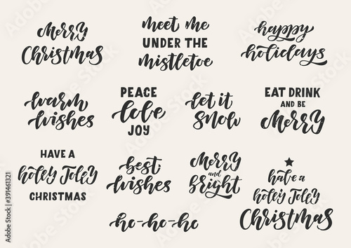 Merry Christmas hand drawn lettering set