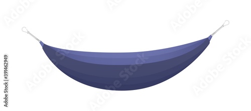 Colorful comfortable hammock isolated on white background. Hanging beach or camping tool for recreation and relax. Textile decor element. Vector illustration in flat cartoon style