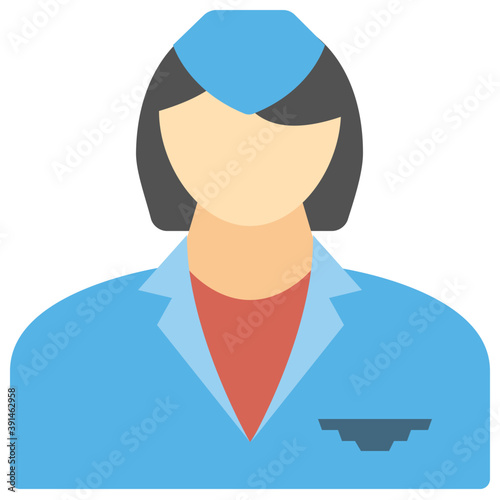 Person wearing garrison or forage cap showcasing stewardess icon 