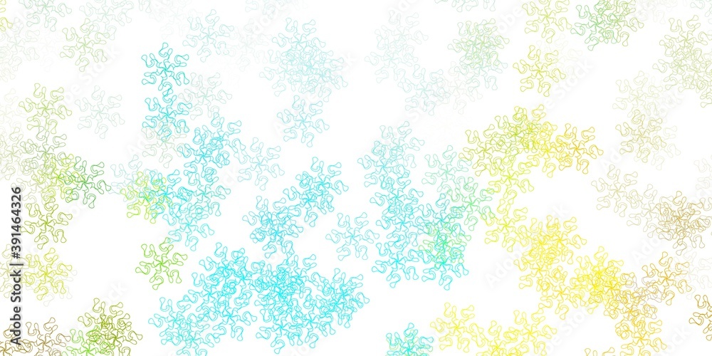 Light blue, yellow vector doodle texture with flowers. Light blue, yellow vector doodle texture with flowers.