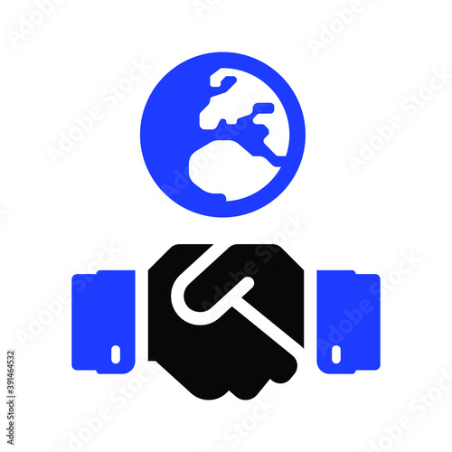 Handshake Two Businessmen Globe Icon