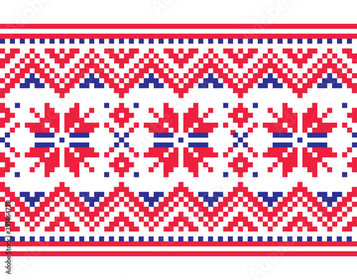 Christmas vector vertical seamless winter pattern, inspired by Sami people, Lapland folk art design, traditional knitting and embroidery
