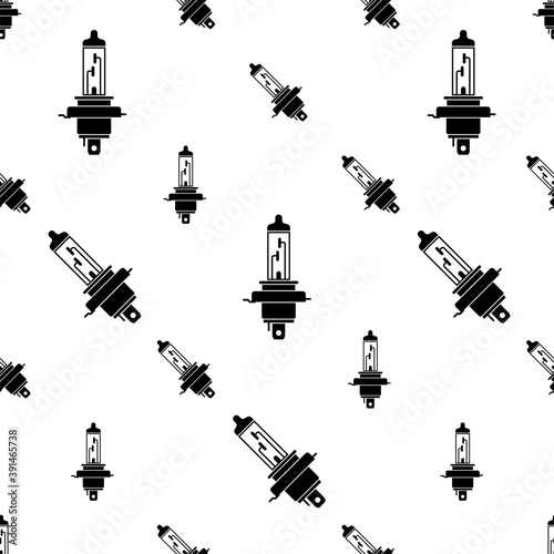 Headlight Bulb Icon Seamless Pattern, Vehicle Headlamp Bulb