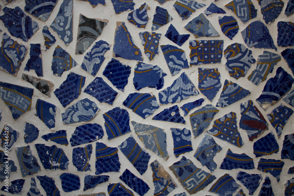 evocative image of mosaic texture with various shapes