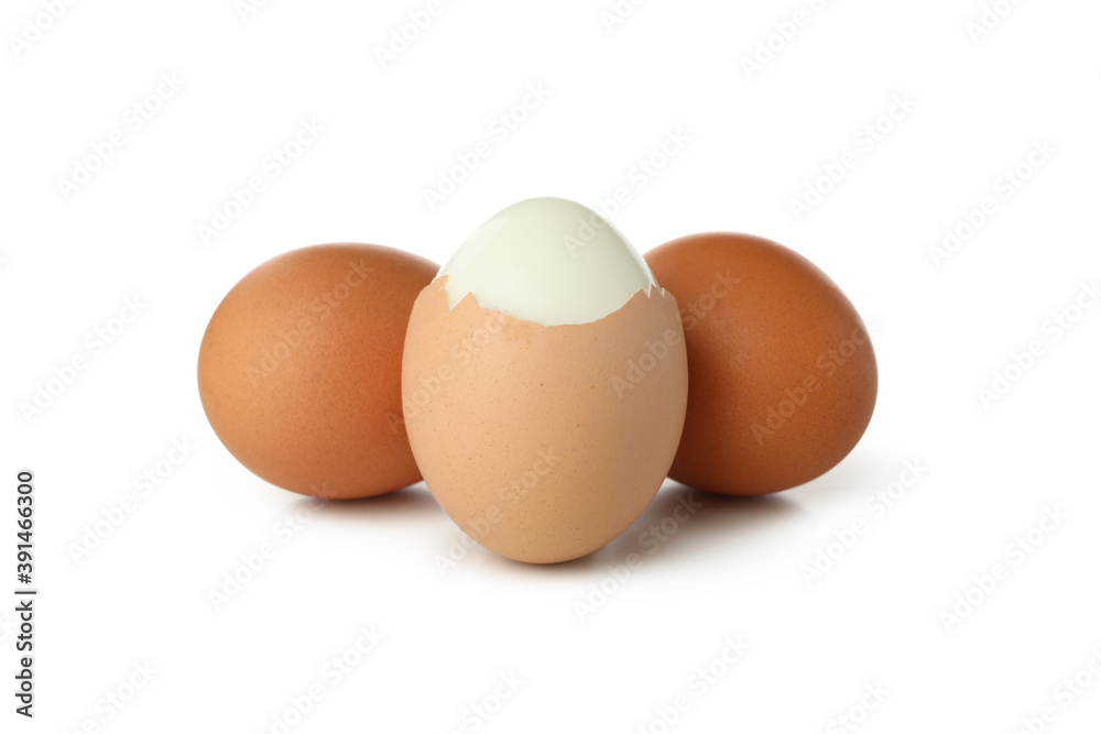 Hard boiled eggs isolated on white background Hard boiled eggs isolated on white background