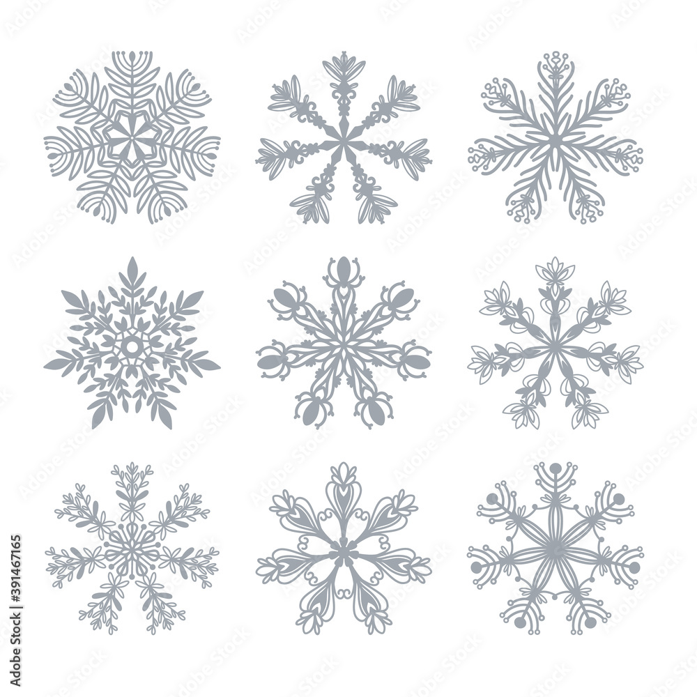 Snowflake Icons vector silhouette illustration Snowflake Icons vector silhouette illustration
