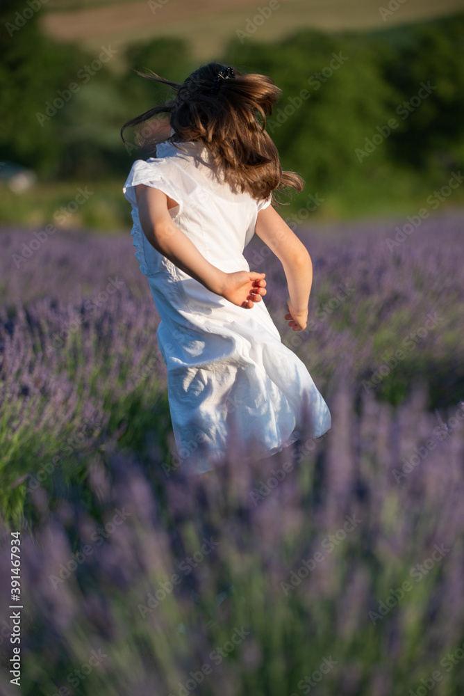 Beautiful little girl in a lavender field in Italy Beautiful little girl in a lavender field in Italy
