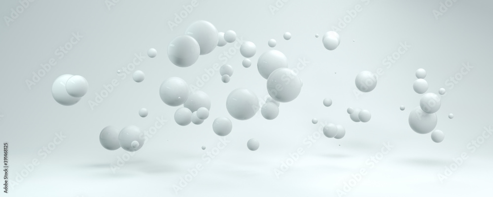 3d flying white balls on a white background 3d flying white balls on a white background