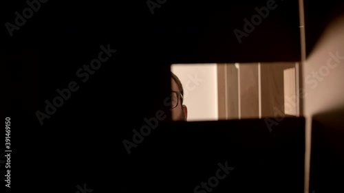 Slowmo POV Closing A Pandemic COVID-19 Package At Home Wearing Protective Gloves