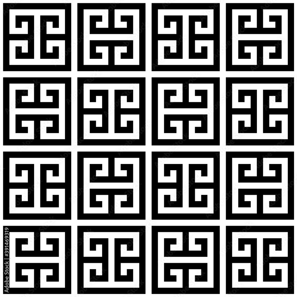 Greek key seamless vector geometric pattern inspired by ancient Greece pottery and ceramics art Greek key seamless vector geometric pattern inspired by ancient Greece pottery and ceramics art