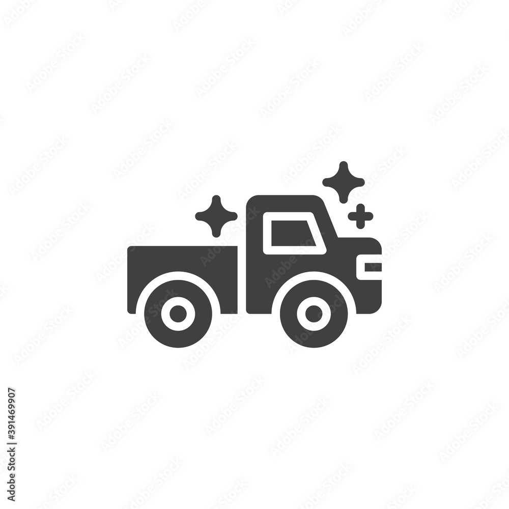 Toy truck vector icon. filled flat sign for mobile concept and web design. Dump truck glyph icon. Symbol, logo illustration. Vector graphics