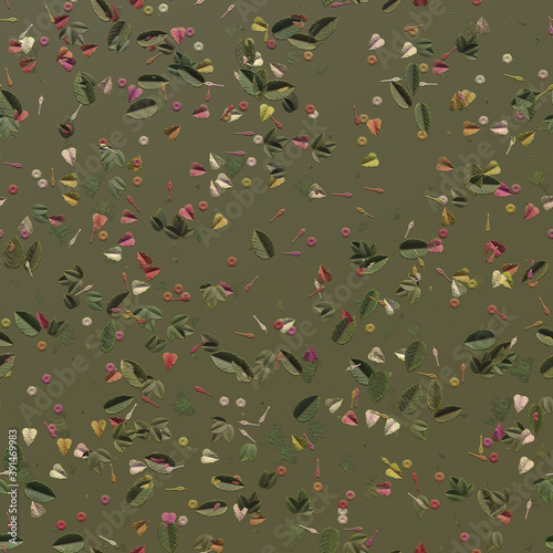 Green leaves and flowers texture background close-up, Bay leaves. 3D-rendering