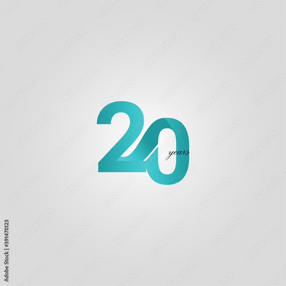 20 Years Anniversary Celebration Blue Line Vector Template Design Illustration