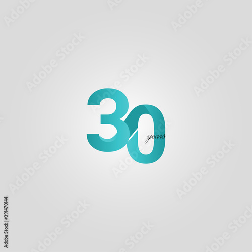 30 Years Anniversary Celebration Blue Line Vector Template Design Illustration