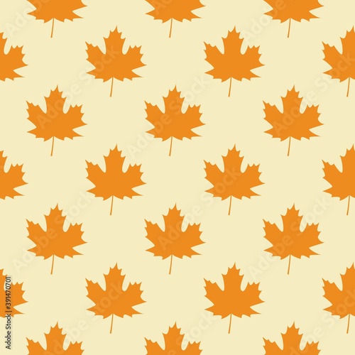 Seamless Pattern with Orange Autumn Maple Leaves. Vector Illustration. Autumn Design Collection, Backgrounds Flat style