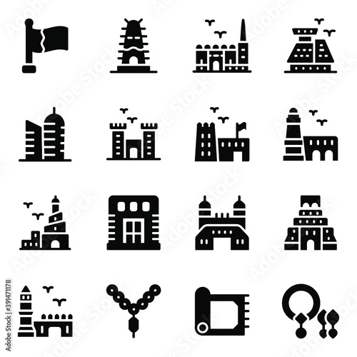 Qatar Landmarks Solid Icons Pack
 photo