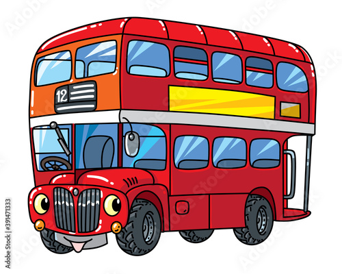 Funny small London bus with eyes. фототапет