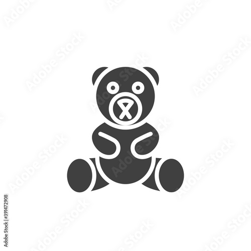 Fototapeta Naklejka Na Ścianę i Meble -  Bear toy vector icon. filled flat sign for mobile concept and web design. Teddy bear glyph icon. Symbol, logo illustration. Vector graphics