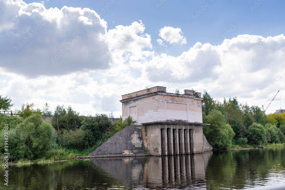 Tver. Tver region. Walk along the Volga. Views old buildings on the right Bank of the Volga; Tver water intake;