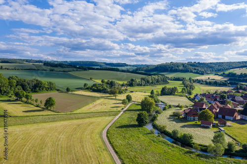 Panorama over a landscape of village in Germany