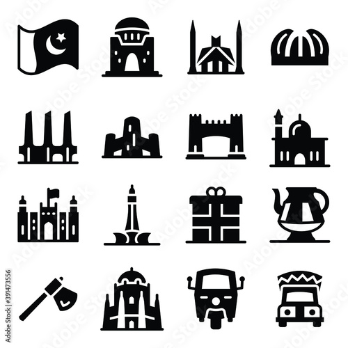 
Pakistani Culture Icons in Solid Style Pack 
