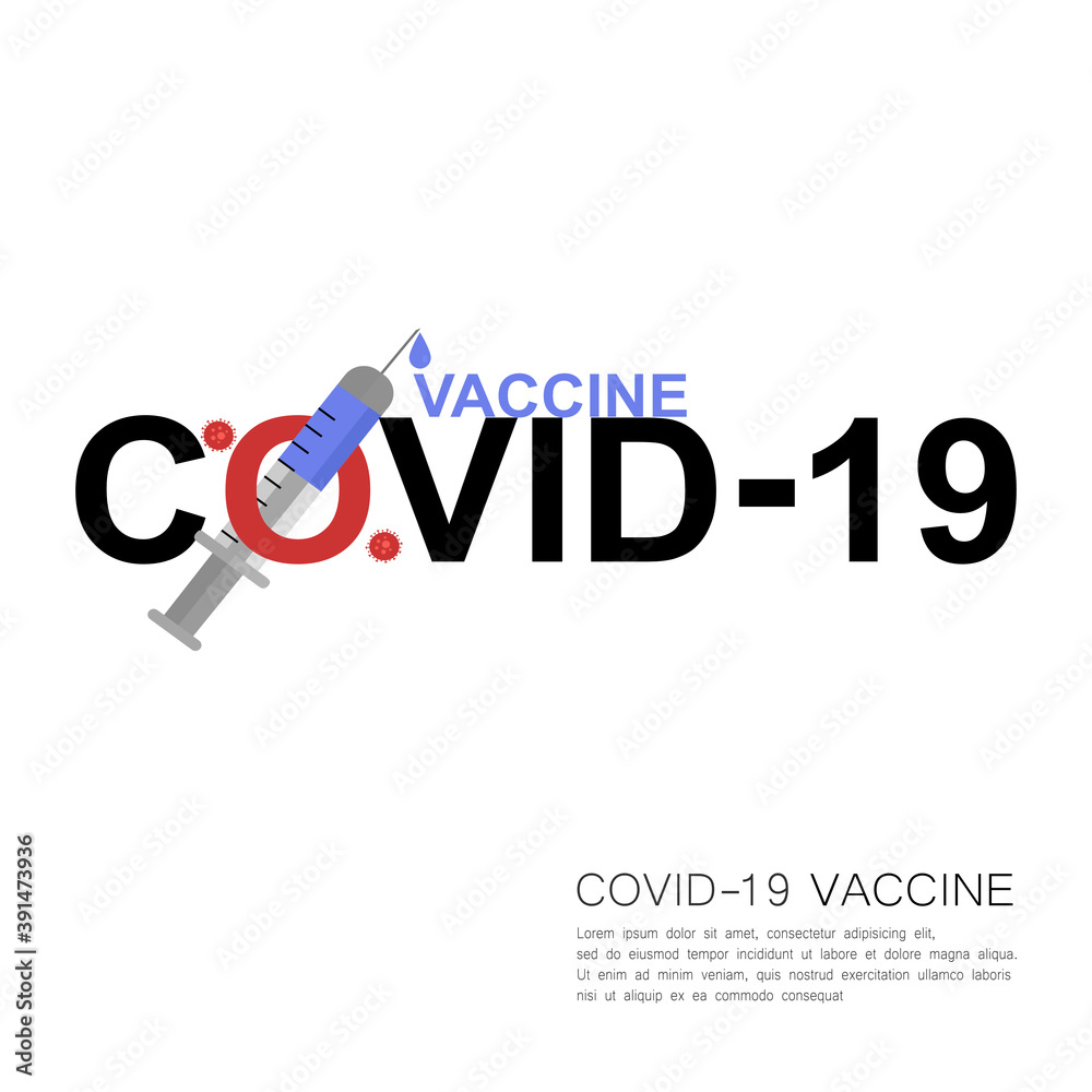 a vaccine capable of preventing the coronavirus. syringe injection and covid-19 word on white background. vector illustration a vaccine capable of preventing the coronavirus. syringe injection and covid-19 word on white background. vector illustration