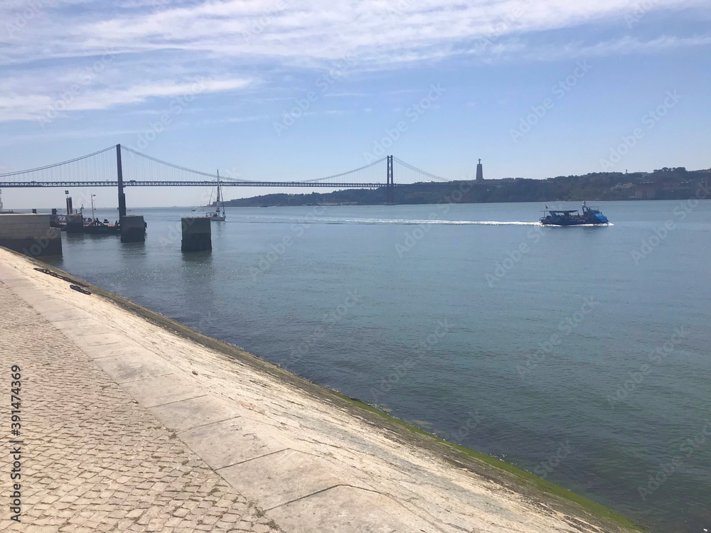 Fototapeta premium view of river Tagus in Lisbon Portugal