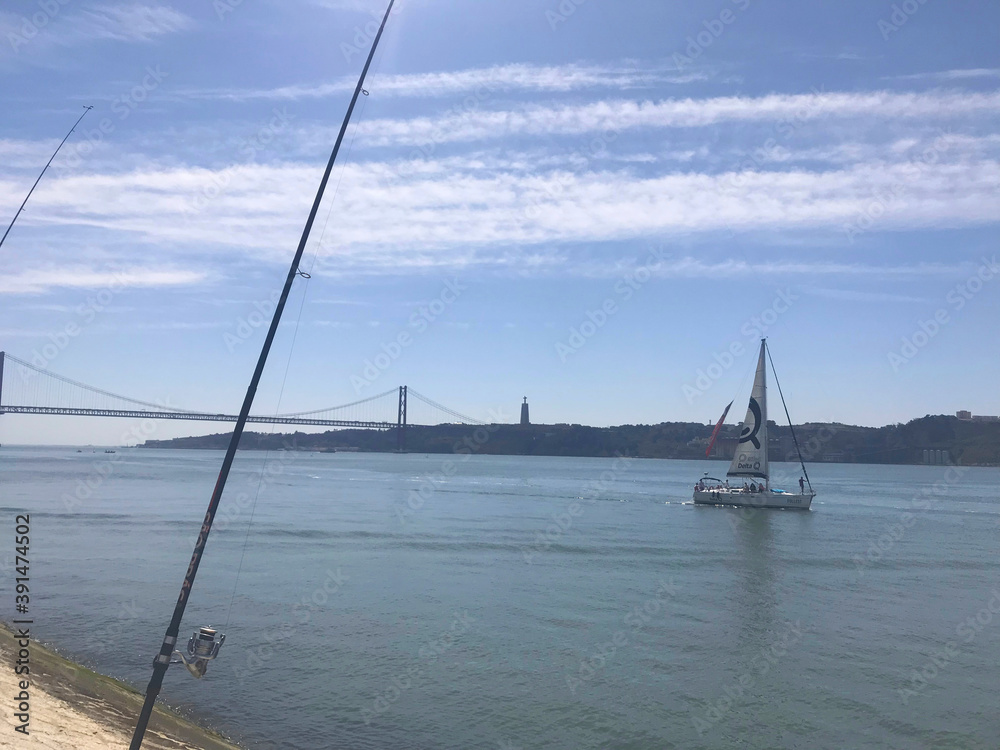 view of river Tagus in Lisbon Portugal