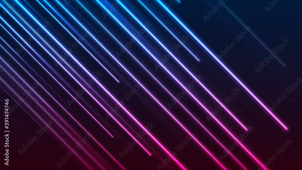 Shiny glowing blue purple neon laser lines abstract motion background ...