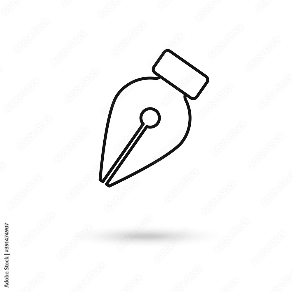 Vector Ink Pen Tip line Icon Symbol isolated on white background.