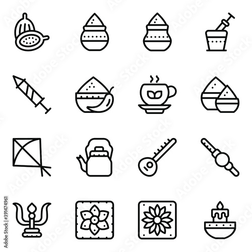
Indian Culture and Heritage Solid Icons Set 
