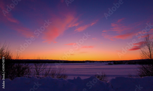 Purple sunset in Lapland.