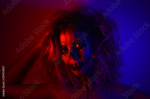 Woman makeup for the horror halloween parties.