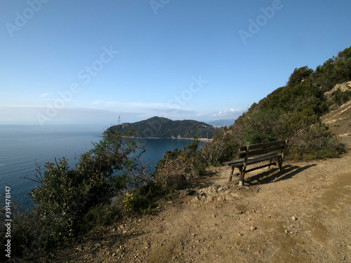 Riva trigoso Sestri Levante Aerial view from bench photo