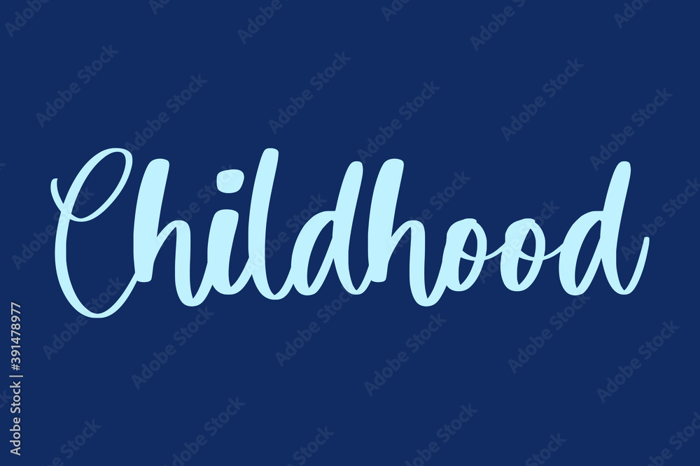Childhood Handwritten Font Cyan Color Text On Navy Blue Background