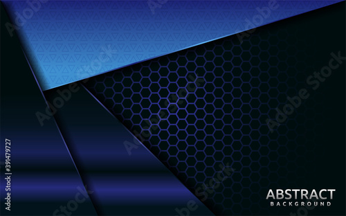 Modern dark blue with overlap layer texture background design.