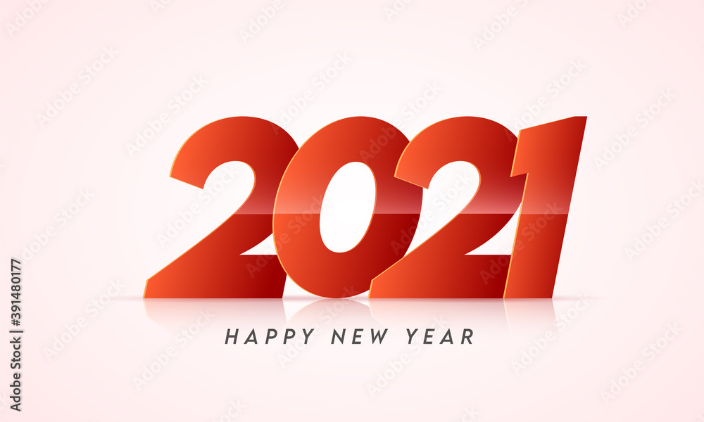 Paper Cut Style 2021 Number On Glossy Pastel Pink Background For Happy New Year. Paper Cut Style 2021 Number On Glossy Pastel Pink Background For Happy New Year.