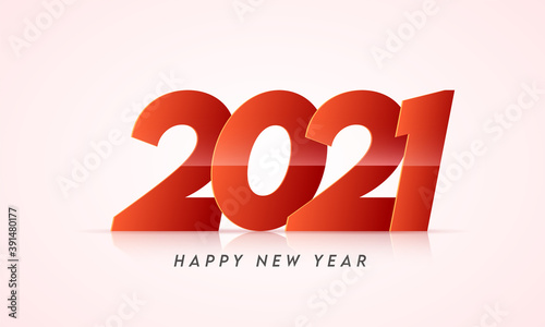 Paper Cut Style 2021 Number On Glossy Pastel Pink Background For Happy New Year.