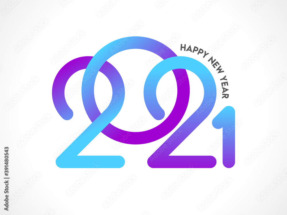 Gradient 2021 Number on White Background For Happy New Year. Gradient 2021 Number on White Background For Happy New Year.