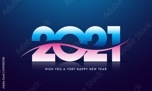 Stylish 2021 Number on Gradient Blue and Violet Background Can Be Used As Banner Design.