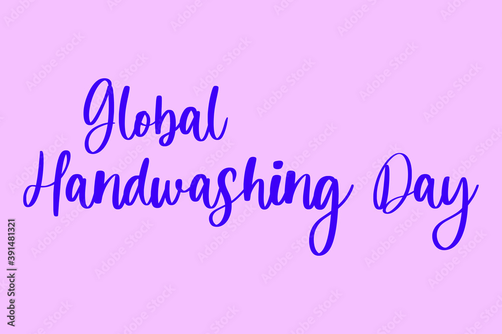 Global Hand washing Day Typography Purple Color Text On Light Pink Background 