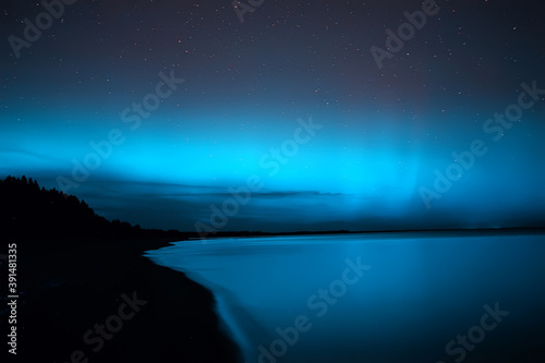 summer landscape aurora borealis, view of the radiance of the sky, abstract night nature © kichigin19