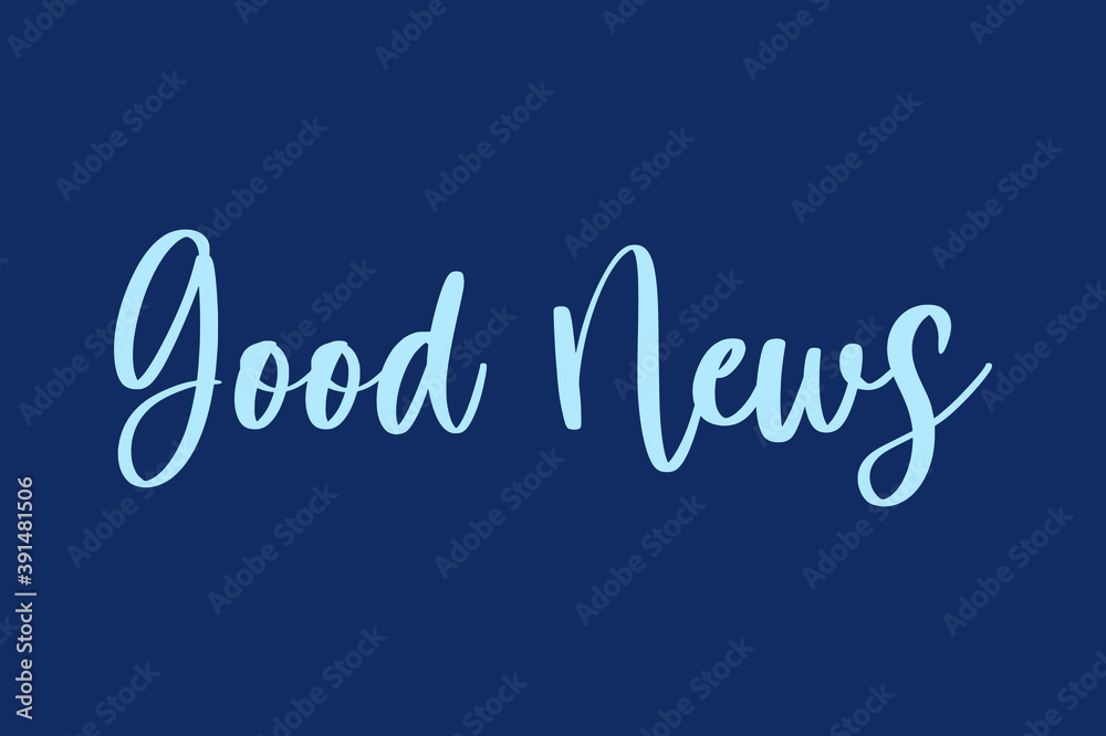 Good News Calligraphy  Cyan Color Text On Navy Blue Background