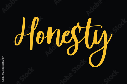 Honesty Typography Yellow Color Text On Black Background
