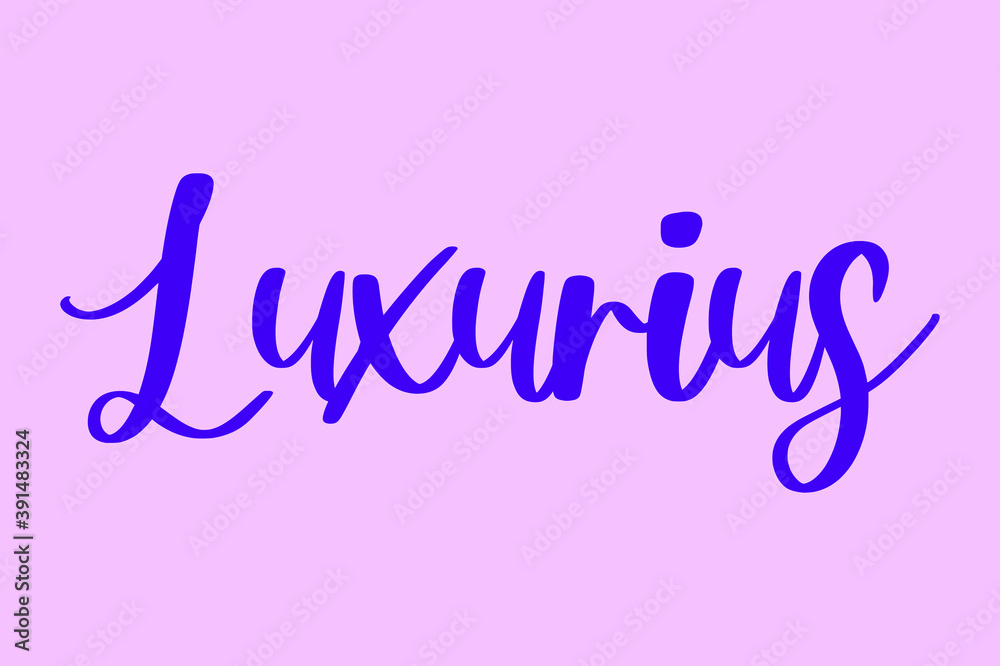 Luxurious. Typography Purple Color Text On Light Pink Background 