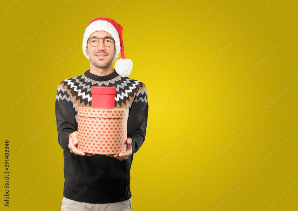 Christmas - Young man gesturing Christmas - Young man gesturing