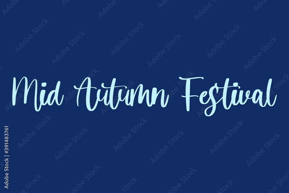 Mid Autumn Festival Calligraphy Cyan Color Text On Navy Blue Background Mid Autumn Festival Calligraphy Cyan Color Text On Navy Blue Background