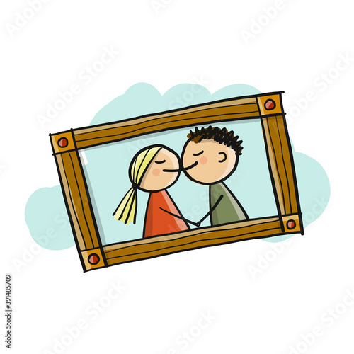 Couple kissing. Art frame for your design